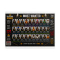 Poster of Cellblock Kings 'Most Wanted' figures with character illustrations and text.