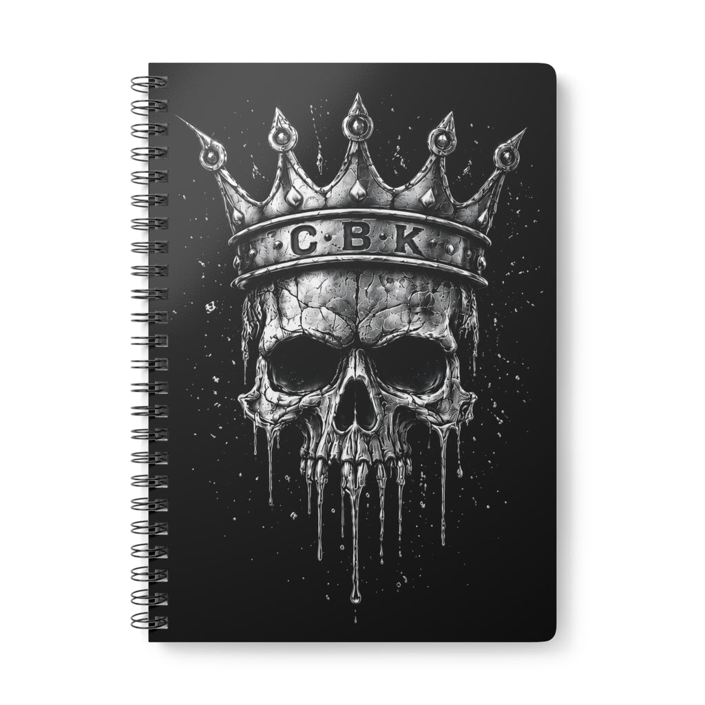 Cellblock Kings black notebook with a skull and crown design on a white background