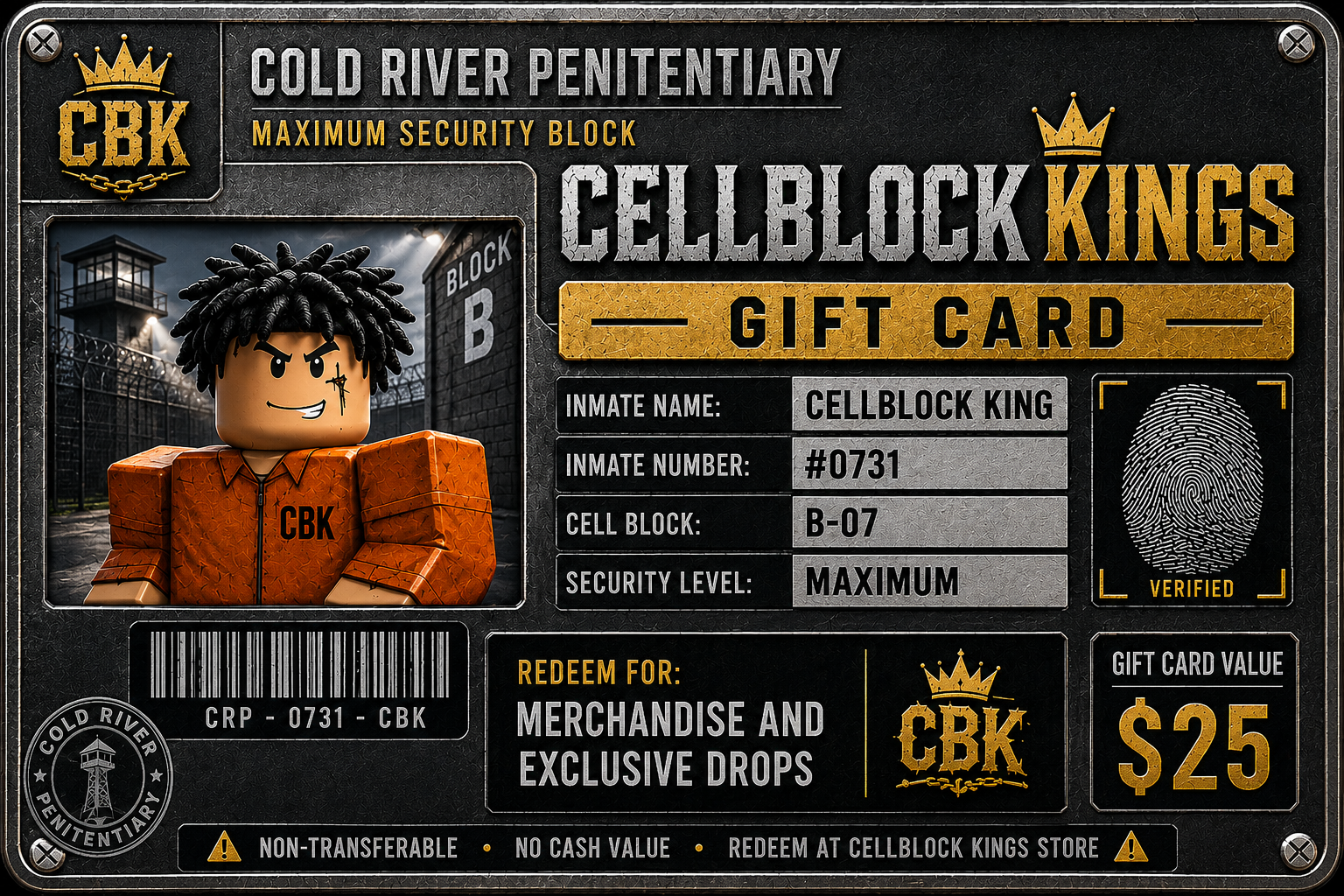 Cellblock Kings Gift Card - $25