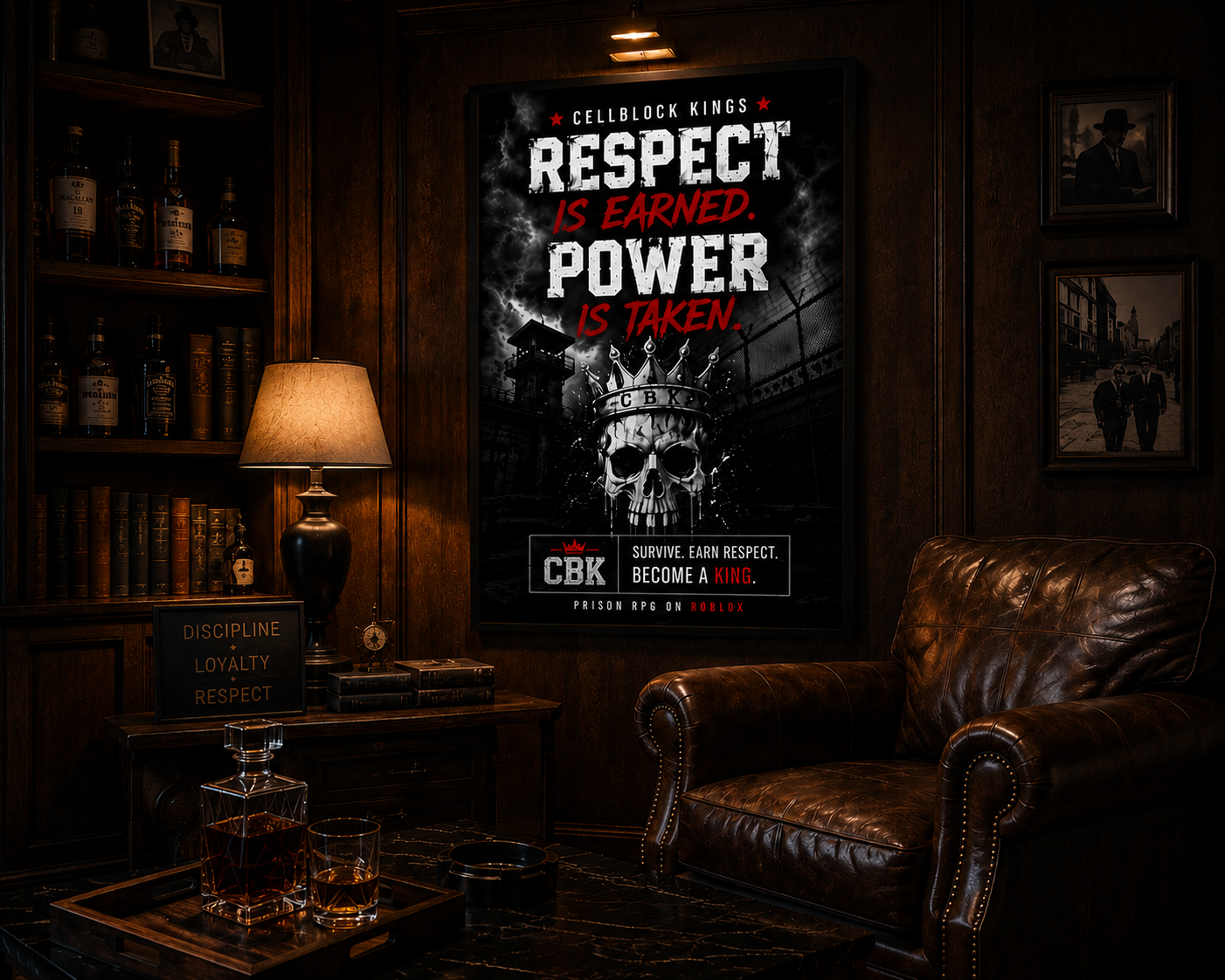 Respect Is Earned. Power Is Taken. — Cellblock Kings Skull Poster